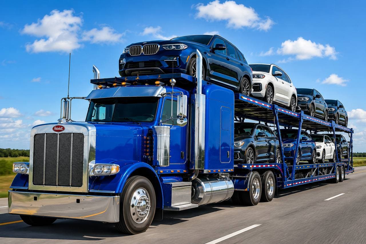 Car carrier truck transporting vehicles